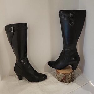 Ecco Black Heeled Leather Boots